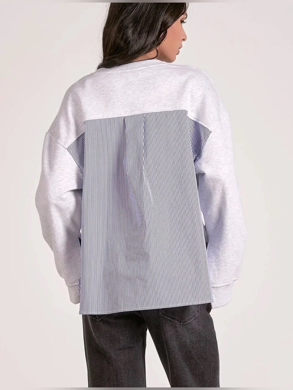 New Elan Margo Top Mixed Media Heather Grey medium - Picture 2 of 8
